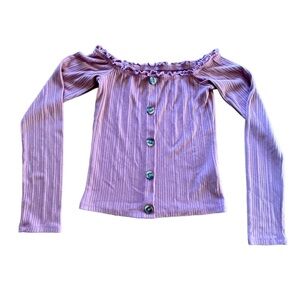 {Aeropostale} Faux Button Down Long Sleeve Off Shoulder Top